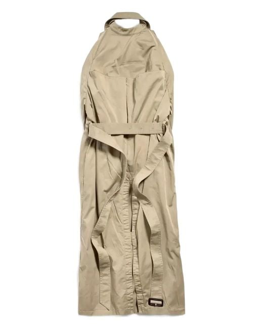 Balenciaga Natural Trench-Style Halterneck Dress