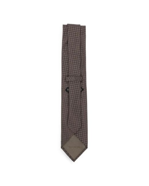Tom Ford Brown Check-Pattern Silk Tie for men