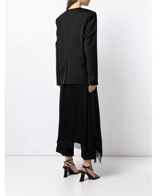 Goen.J Black Silk-Wool Blend Wrap Blazer