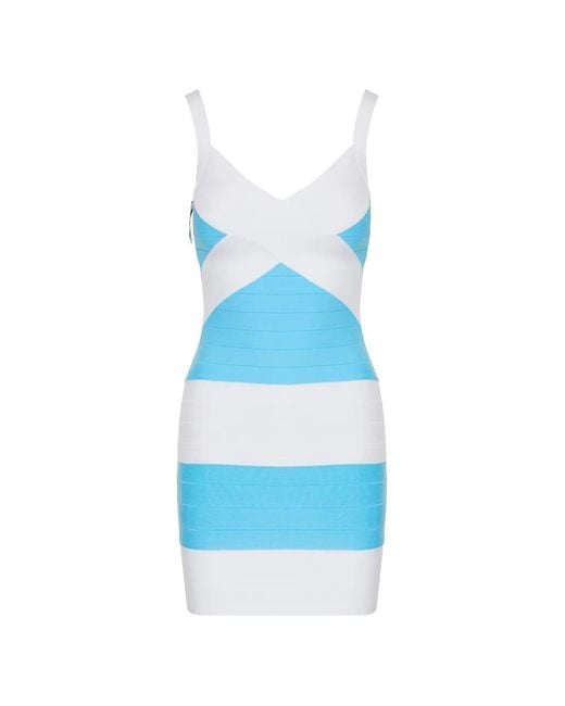 Hervé Léger Blue The Vip Mini Dress