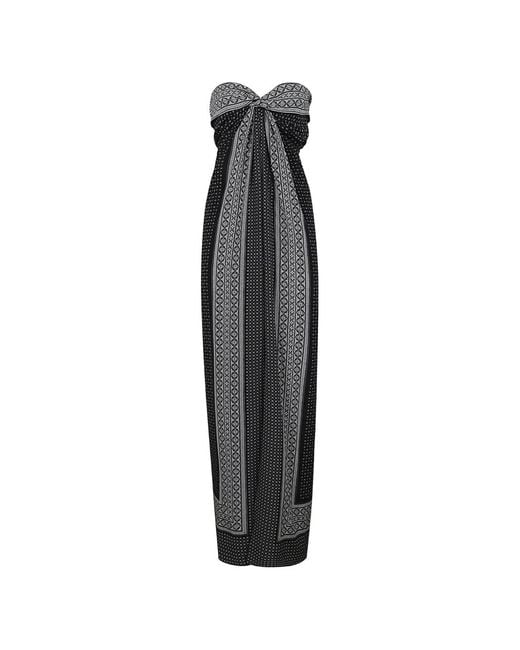 Ermanno Scervino Black Robe-Bustier Longue À Imprimé Géométrique