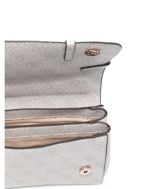 Guess White Pattern Chain Shoulder Bag