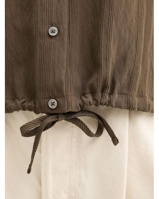 Marc O' Polo Brown Drawstring-Hem Vertical-Stripe Blouse