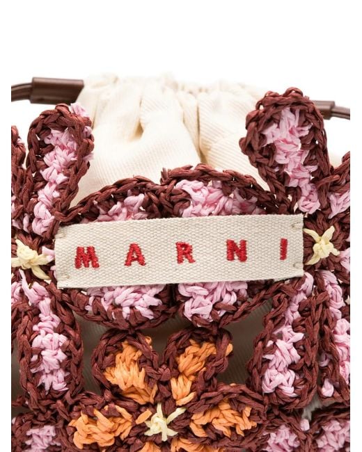Borsa A Secchiello Con Motivo A Fiori di Marni in White
