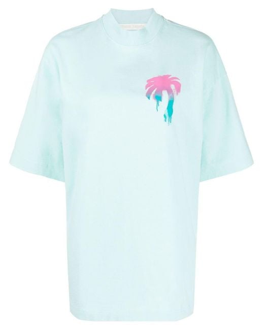 Palm Angels Blue T-Shirt mit "I Love PA"-Print