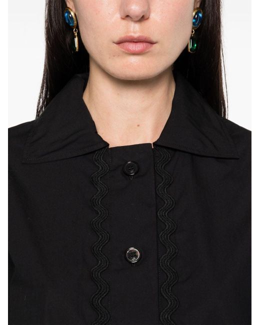 Patou Wave Cropped Blouse in het Black