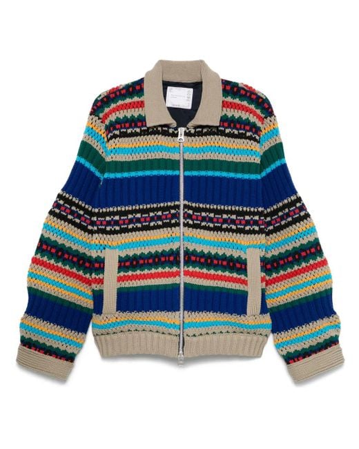 Sacai Blue Knitted Jacket for men