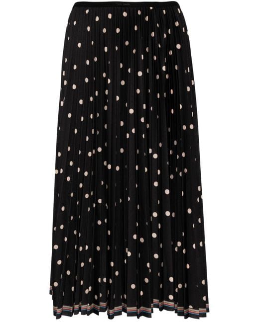 Paul Smith Black Polka Dot-print Pleated Midi Skirt