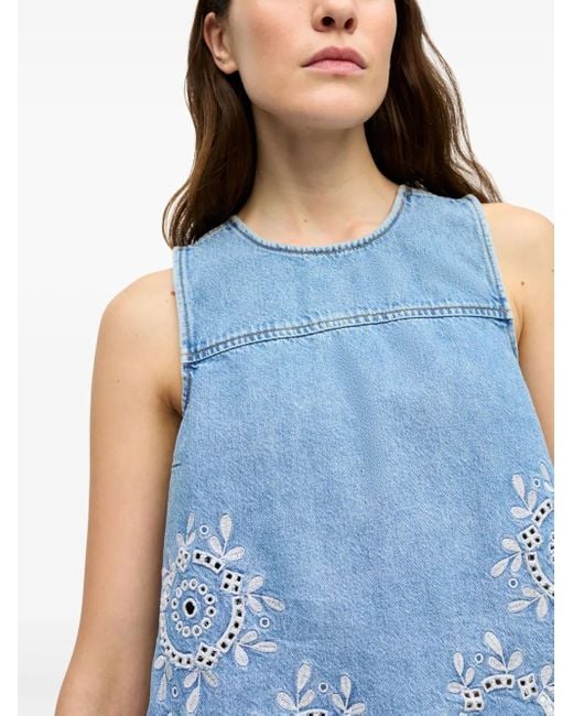 Ganni Blue Open-Back Denim Top