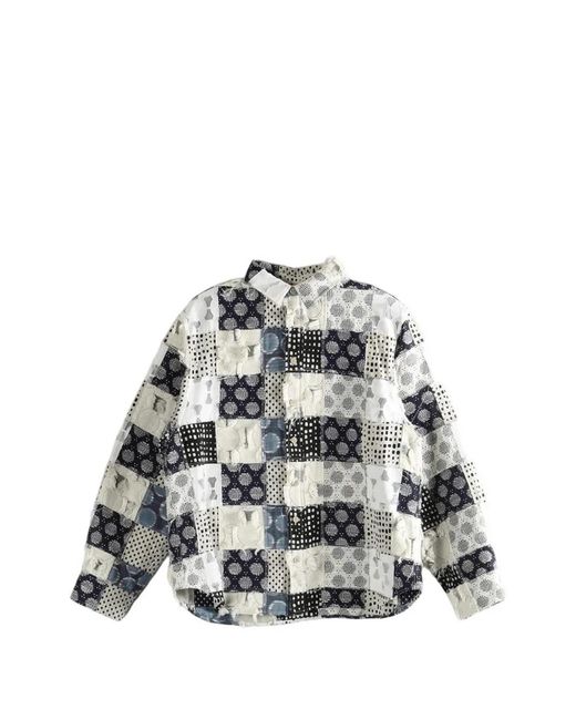 Adererror White Patchwork Fringed Shirt