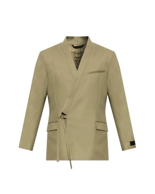 KENZO Green Wrap-Tie Virgin-Wool Jacket for men