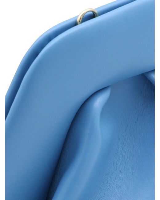 THEMOIRÈ Blue Ruched Leather Clutch Bag