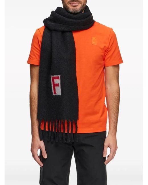 Ferragamo Black Scarf With Jacquard Detailing for men