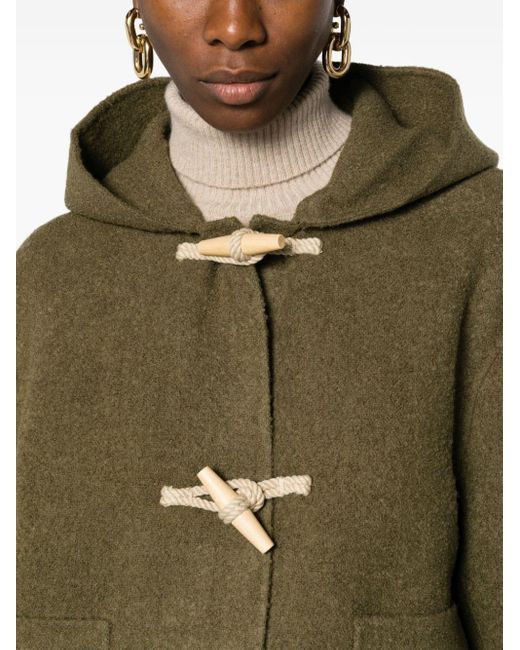 Totême Hooded Felted Duffle Coat in Green Lyst