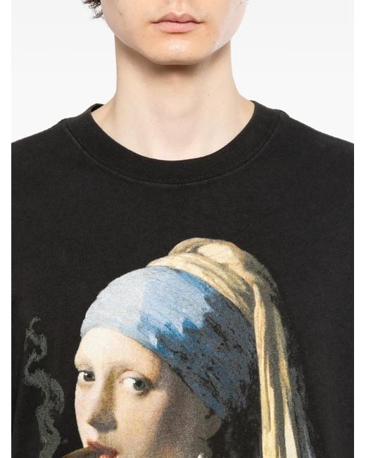 Melt Black Graphic-Print Round Neck T-Shirt for men