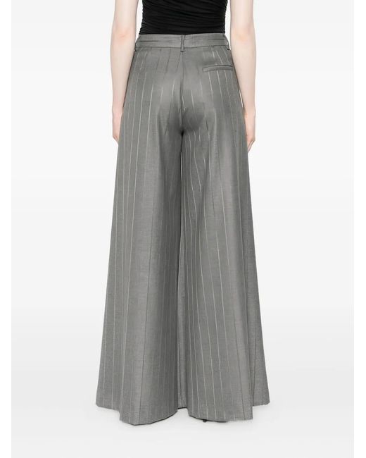 ANDAMANE Gray Pinstripe-Pleated Trousers