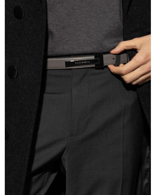 Dolce & Gabbana Gray Leather Belt for men