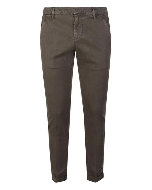 Dondup Gray Cuffed Cotton Pants for men