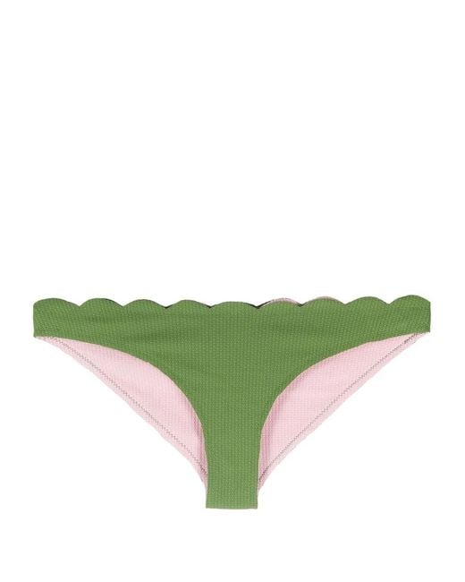 Marysia Swim Green Santa Barbara Scallop-Edge Bikini Bottoms