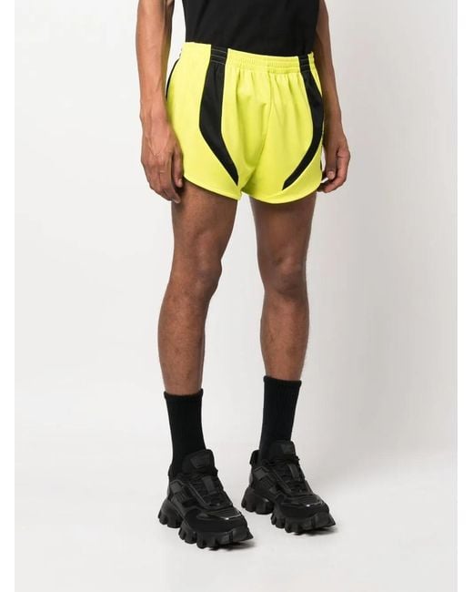 Martine Rose Yellow Contrasting-panels Elasticated-waist Shorts