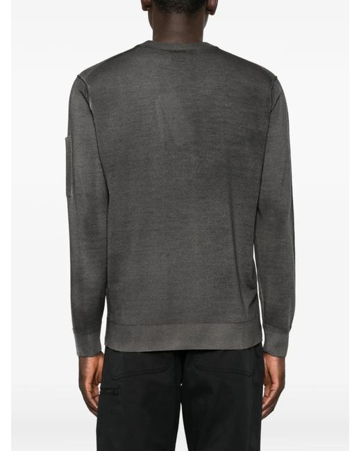 C P Company Gray Crew-Neck Wool Sweater for men