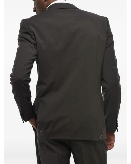 Corneliani Black Single-Breasted Peak-Lapel Suit for men