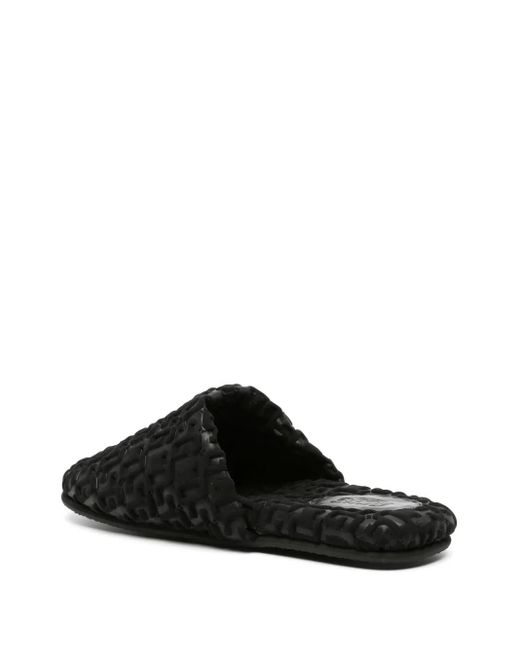 Gcds Black Logo-Embossed Monogram Slippers