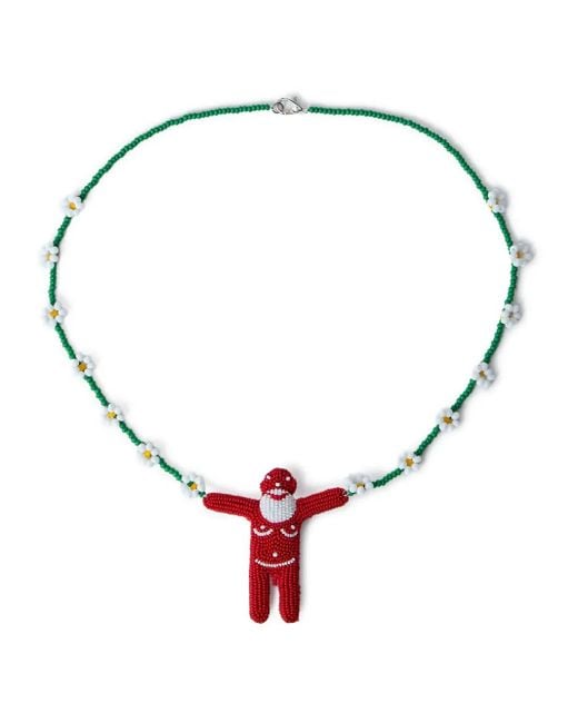 Walter Van Beirendonck Green Beaded Necklace for men