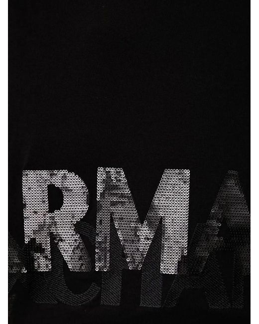 ARMANI EXCHANGE Black Sequin-Logo T-Shirt
