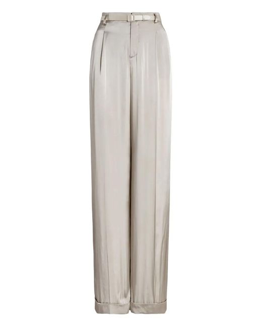 Ralph Lauren White Pantalon À Taille Ceinturée