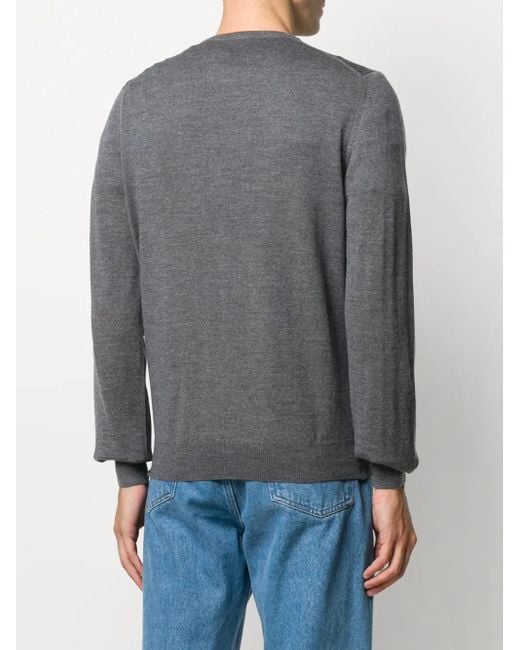 Barba Napoli Gray Crewneck Wool Jumper for men