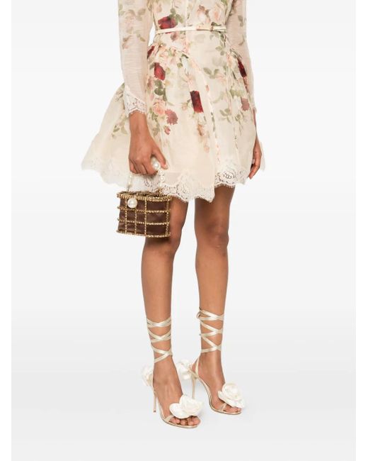 Rosantica Brown Mini Holli Crystal-Embellished Bucket Bag