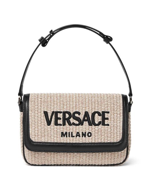 Versace Black Milano Raffia Shoulder Bag for men