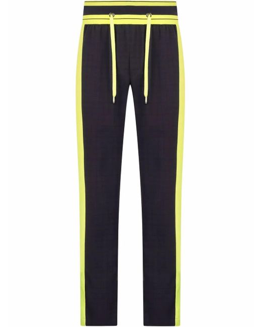 Dolce & Gabbana Blue Checked Logo Track Pants for men