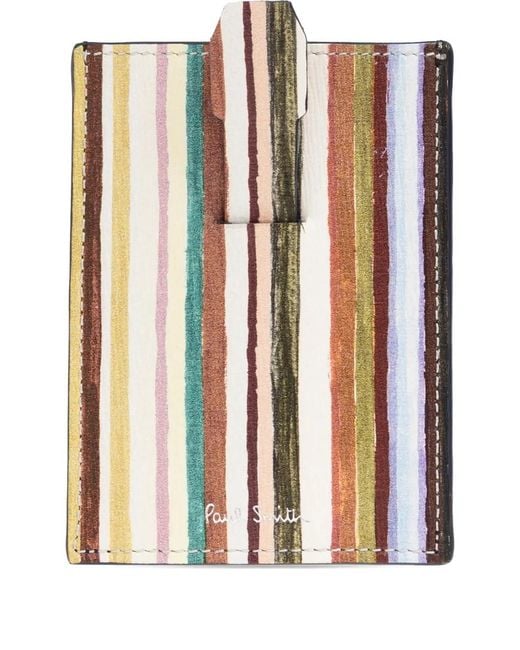Paul Smith Black Striped Leather Cardholder for men