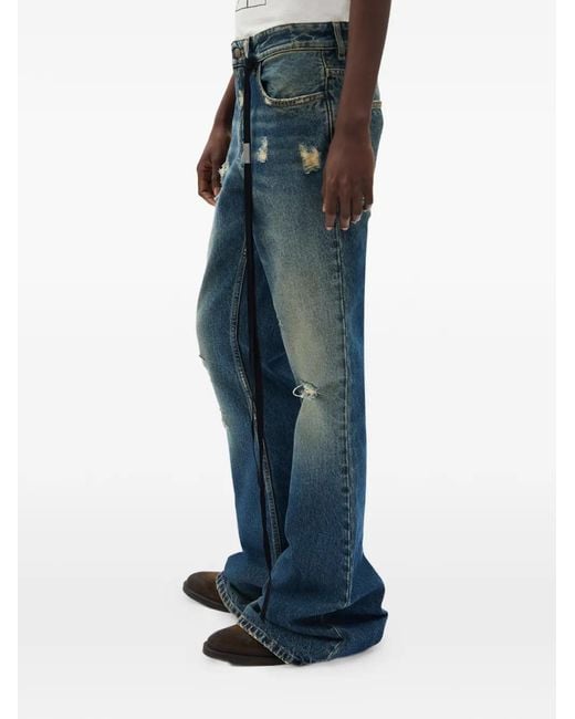 Ann Demeulemeester Blue Toos Slim Bootcut Distressed Jeans