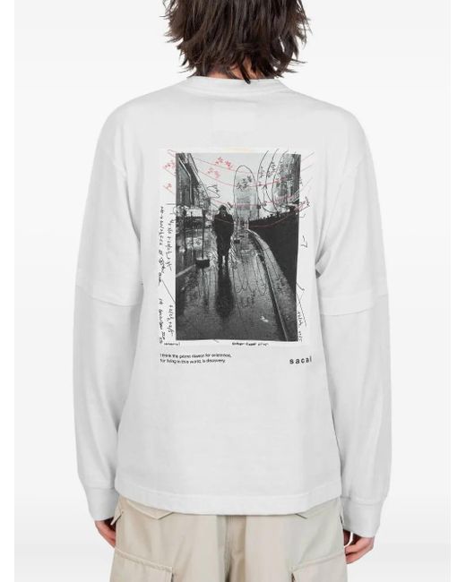 Sacai White James Dean Long-Sleeve T-Shirt for men