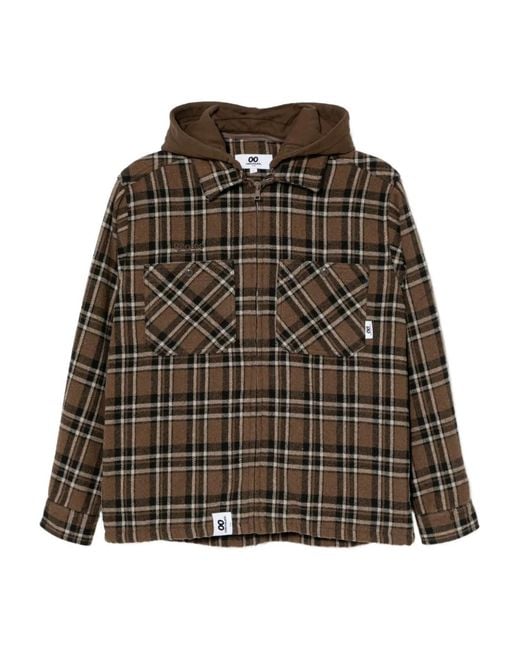 Chocoolate Brown Logo-Embroidered Checked Jacket for men