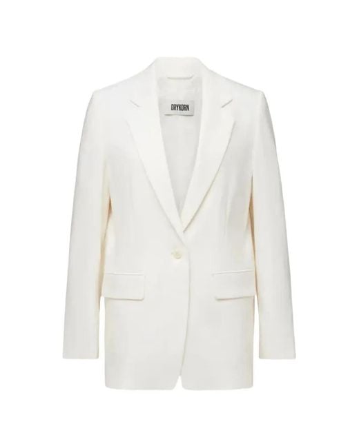 Drykorn White Glendale Single-Breasted Blazer