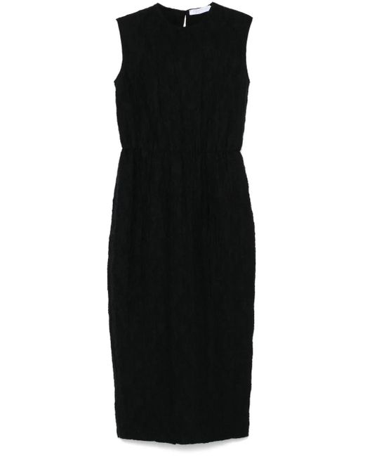 Harris Wharf London Black Crinkled Midi Dress