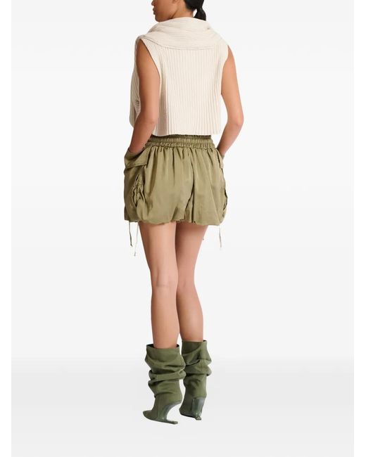 Balmain Green Viscose Twill Shorts