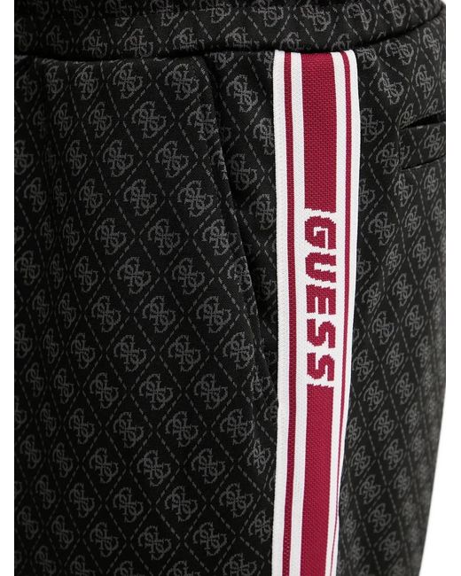 Guess Black Pattern Side Stripe Track Pants for men
