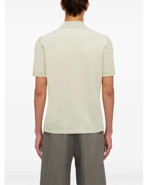Ferragamo Green Logo-Embroidered Half-Zip Polo Shirt for men