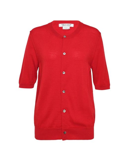 Comme des Garçons Red Crew-Neck Cardigan