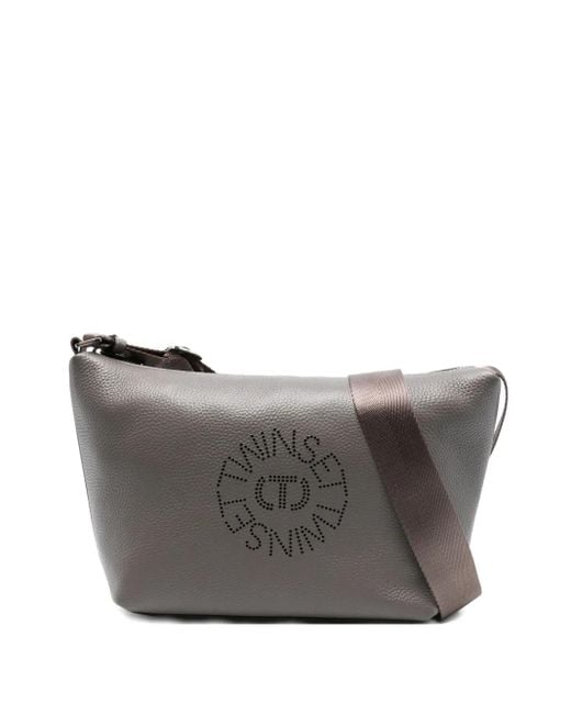 Twinset Gray Logo-Cut Shoulder Bag