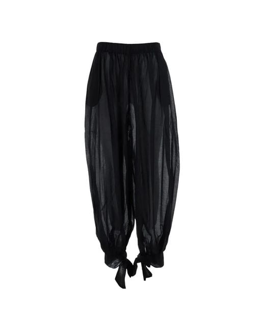 ANDAMANE Black Noor Sheer Tie-Cuff Trousers