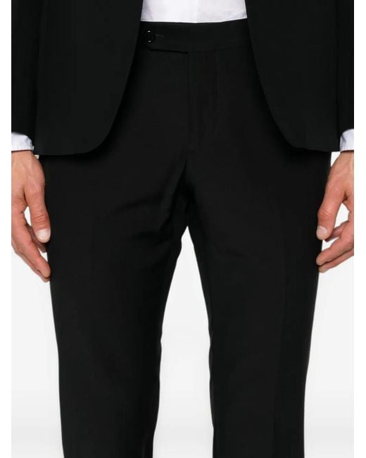 Carlo Pignatelli Black Mandarin-Collar Satin-Trim Wool Suit (Set Of Four) for men