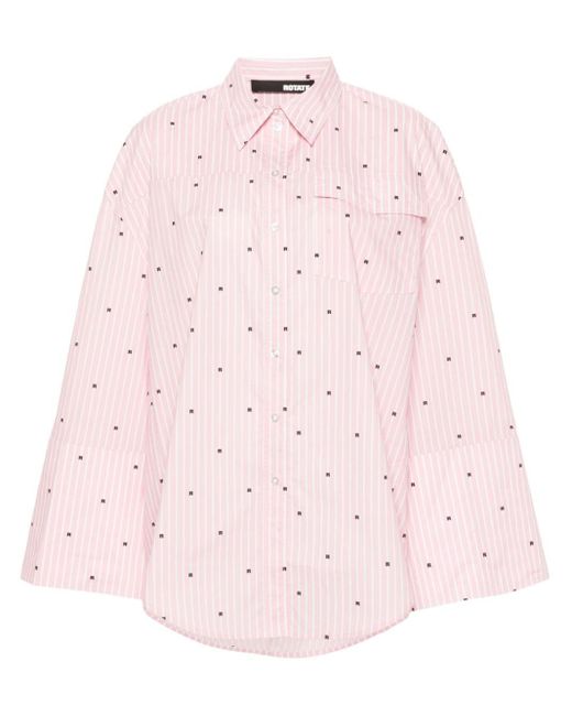 ROTATE BIRGER CHRISTENSEN Pink Gestreiftes Hemd mit Logo-Print
