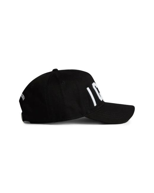 DSquared² Black Logo-Embroidered Baseball Hat for men