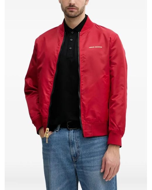 ARMANI EXCHANGE Embroidered-Snake Reversible Bomber Jacket in
